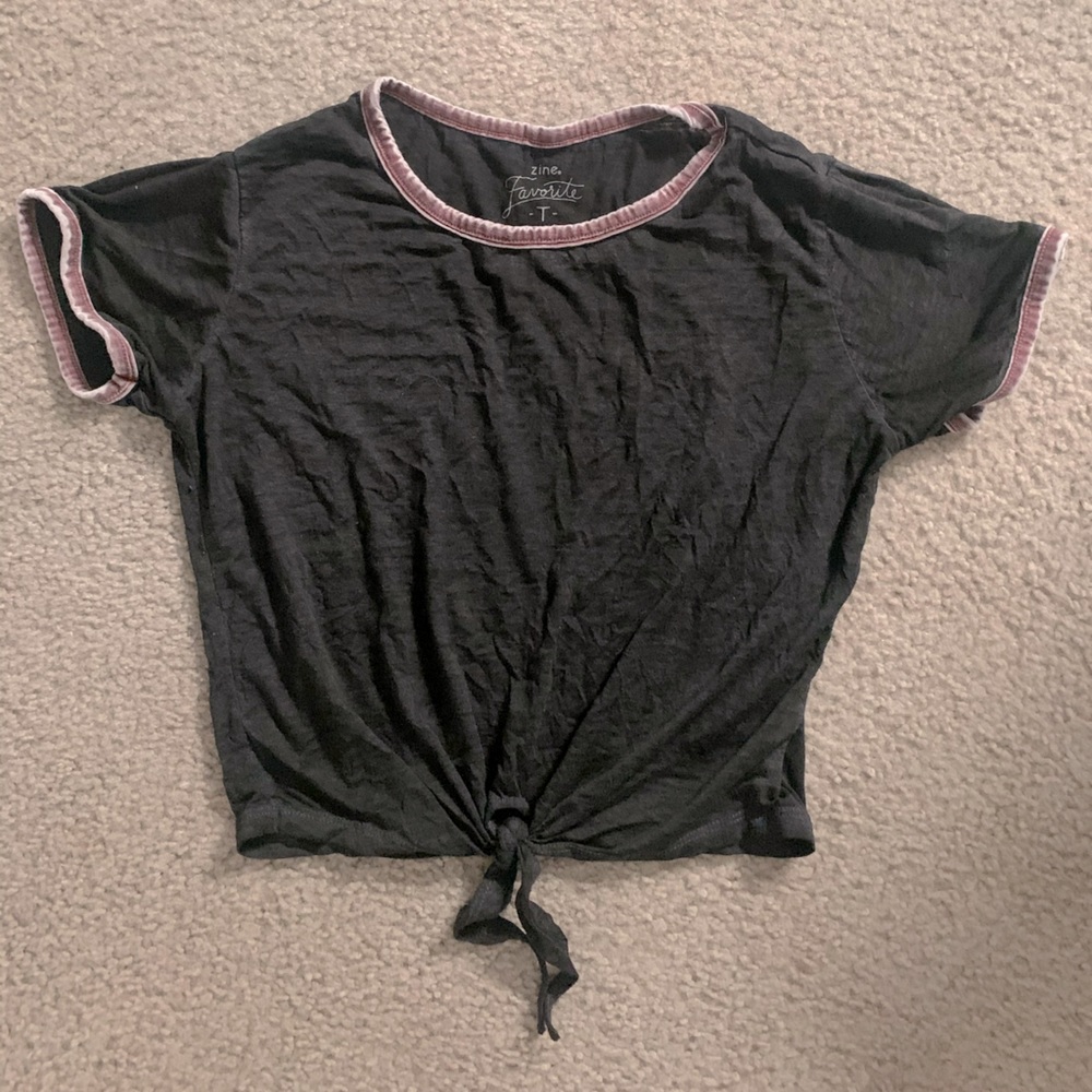 Distressed Charcoal crop top